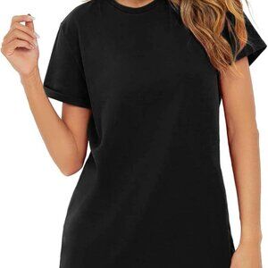 Women Casual Cotton Blend Short Sleeve Mini T Shirt Dress for Summer